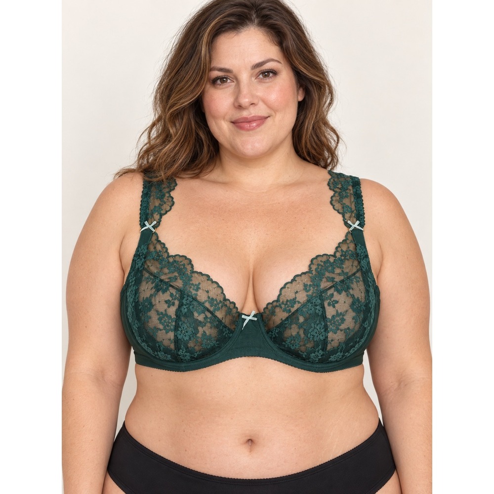 Adore Me Botanical Green Floral Lace Unlined Underwire Bra 42DD BOG-BR-09906